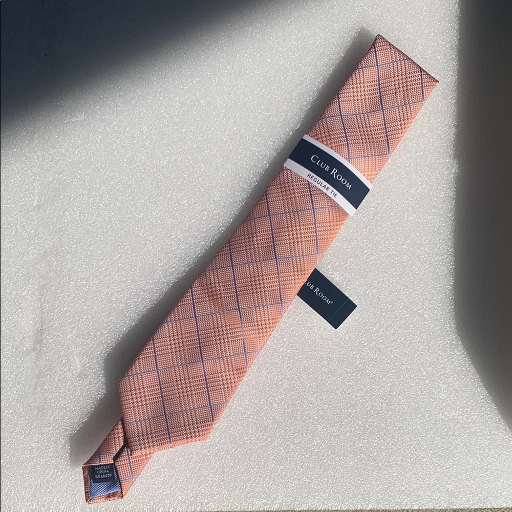 🆕 Club Room Men's Orange Plaid Tie